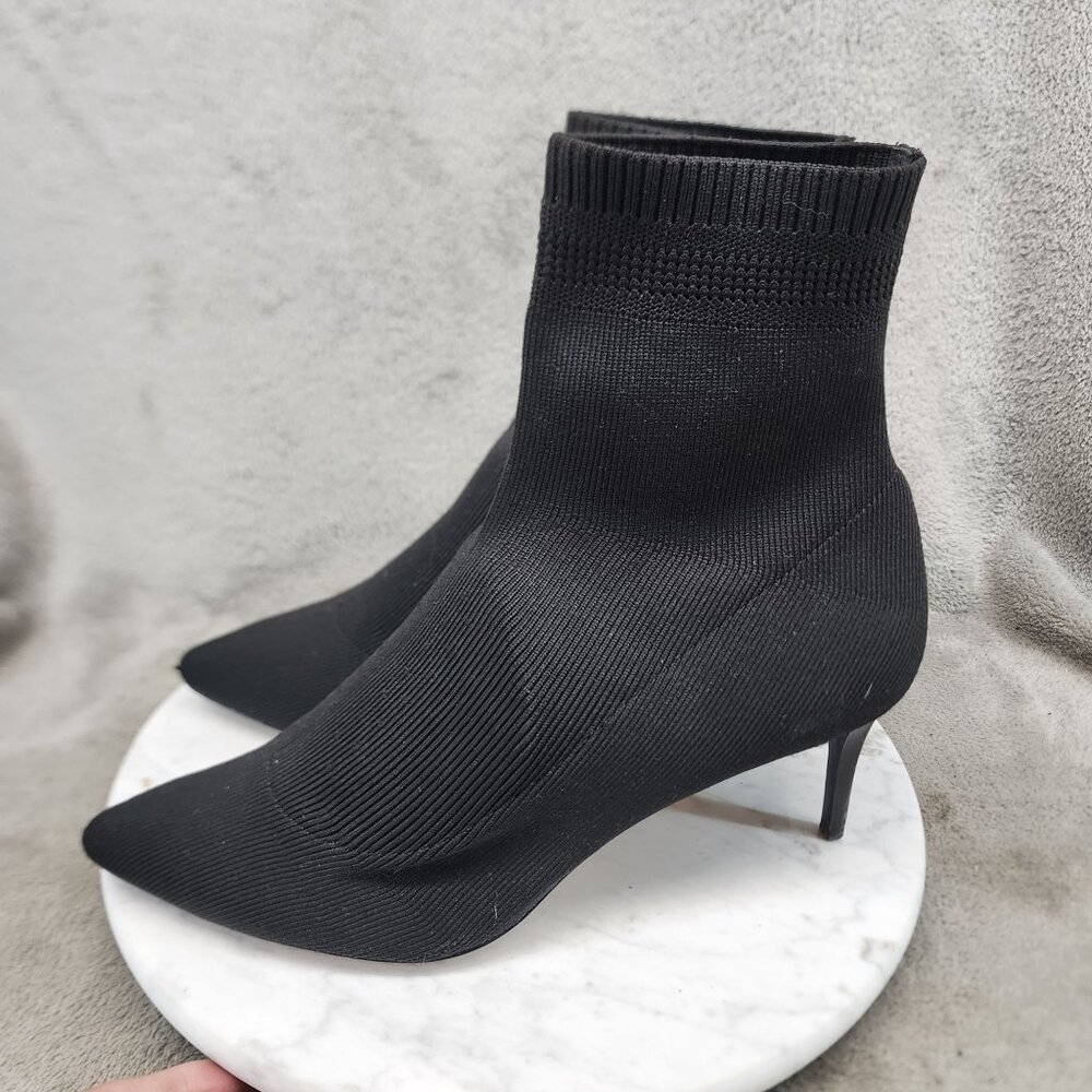 PLV Shoes Womens Size 9 Daphne Black Knit Ankle Booties *GUC*
